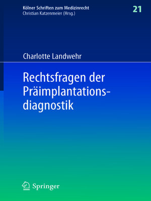cover image of Rechtsfragen der Präimplantationsdiagnostik